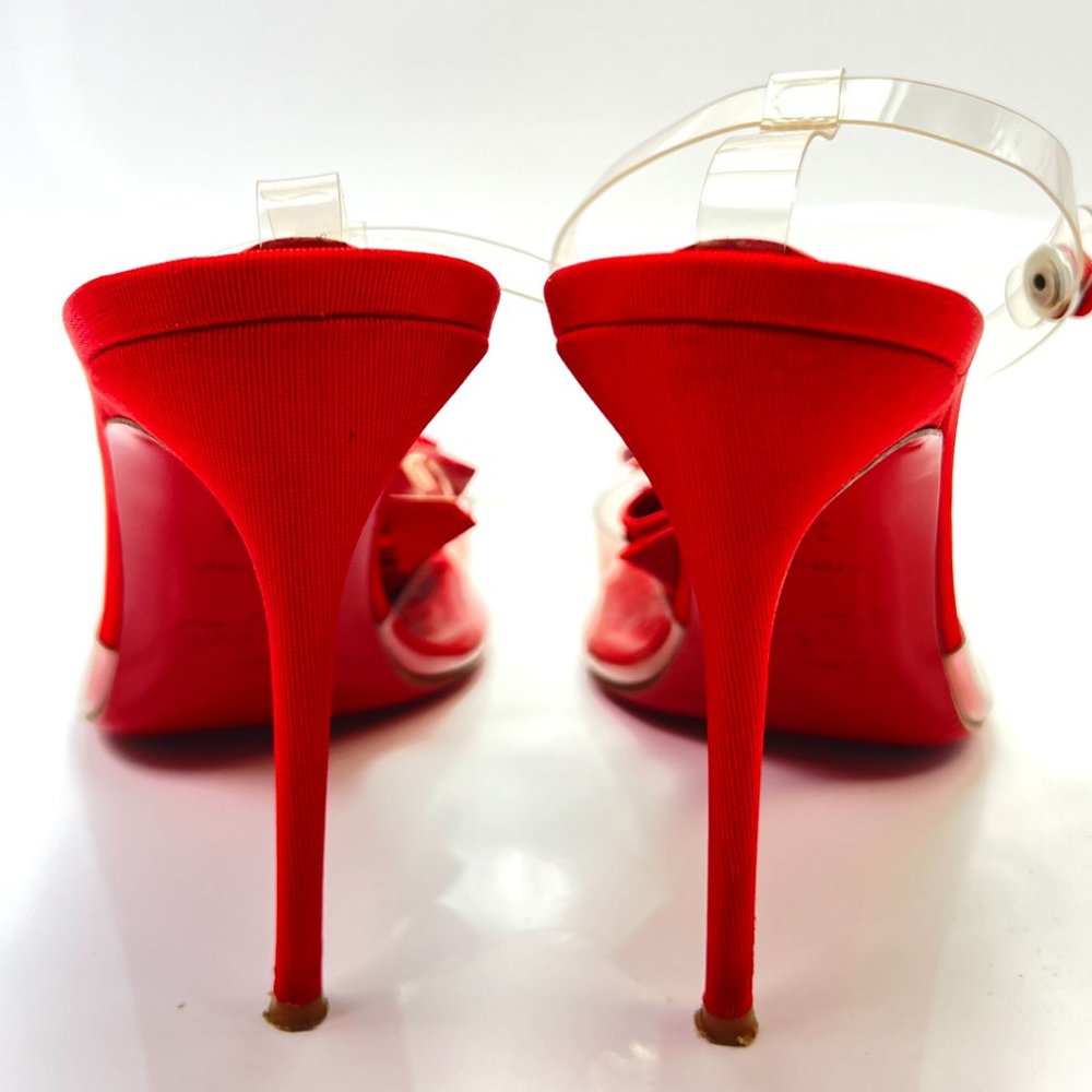 Christian Louboutin Red Heels with Clear Straps - Picture 4 of 6